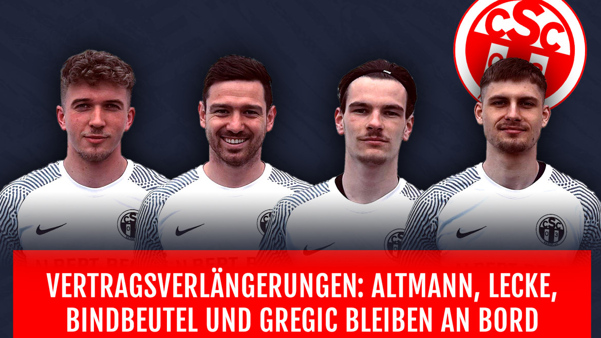 Lucas Altmann, Toni Lecke, Finn Bindbeutel und Ante Gregic verlängern beim CSC 03 Kassel e.V.