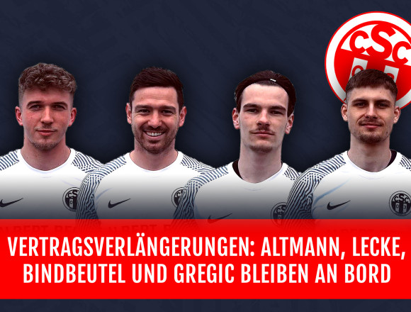 Lucas Altmann, Toni Lecke, Finn Bindbeutel und Ante Gregic verlängern beim CSC 03 Kassel e.V.